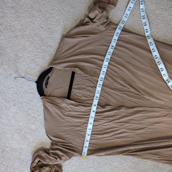 Tahari Coastal Lounge Neutral Long Line Open Front Camel Cardigan L - Picture 5 of 9